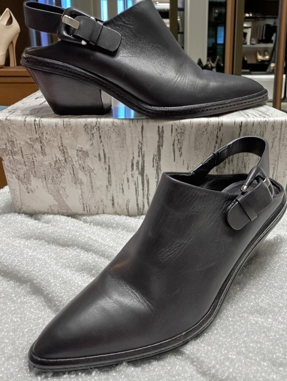 Via Spiga Fabiane Leather Point Toe Slingback Booties Women's Sz 8.5 $250